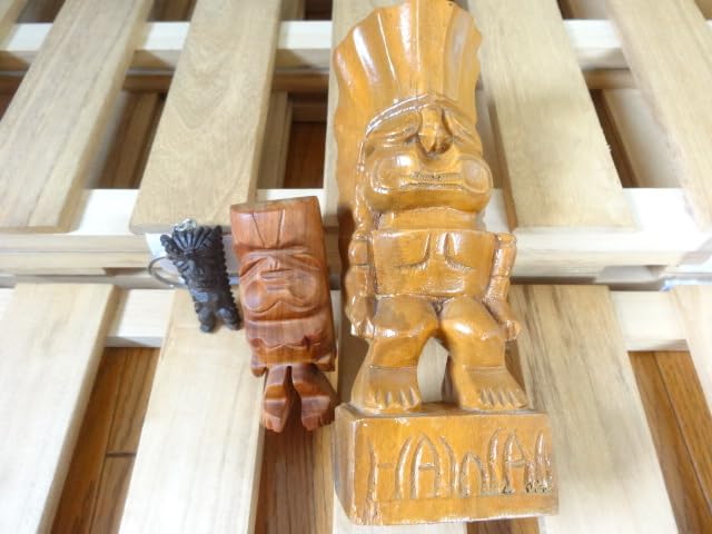 Amazon.co.jp: ハワイアン Tiki ティキ ハンドメイド 天然木 木彫り 像